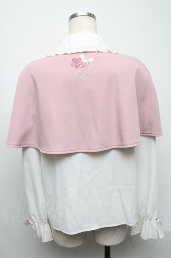 画像2: Amavel / 鈴猫みくじの縁結ケープ付ブラウス  白ｘピンク S-25-05-13-027-CA-BL-AS-ZS (2)