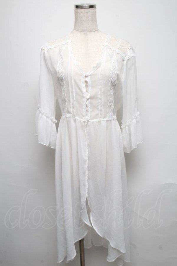 画像1: axes femme / レースロングカーディガン  白 S-25-05-13-028-AX-TO-HR-ZS (1)