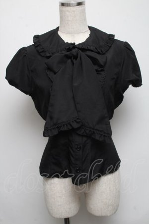 画像: metamorphose / エッグアートジャンパースカート（ミディアム）のブラウス単品  黒 S-25-05-13-031-ME-BL-HR-ZS