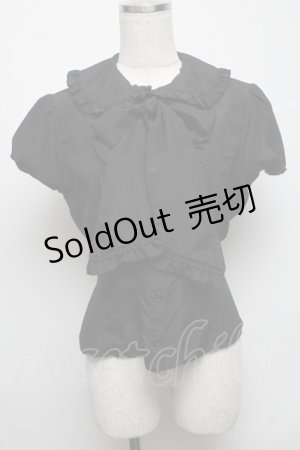 画像: metamorphose / エッグアートジャンパースカート（ミディアム）のブラウス単品  黒 S-25-05-13-031-ME-BL-HR-ZS