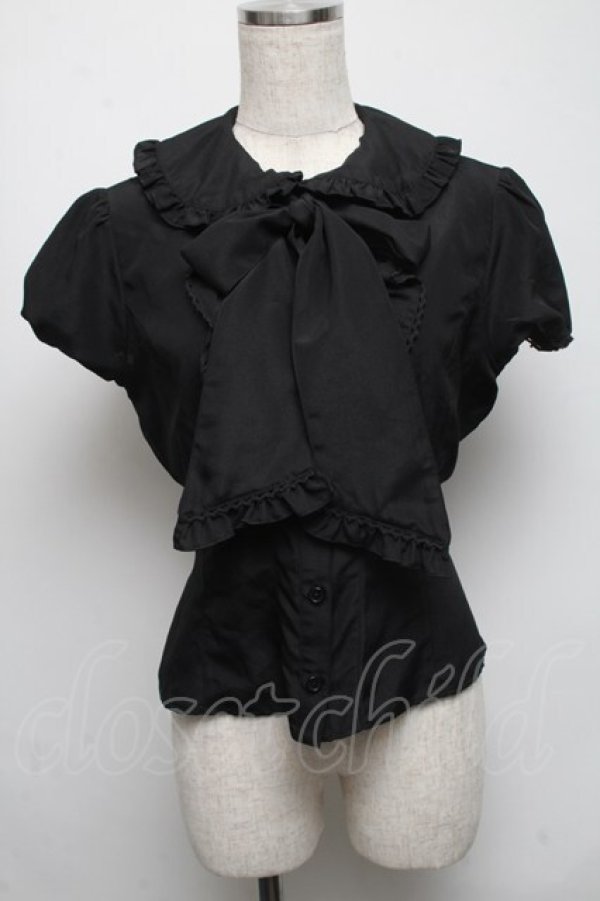 画像1: metamorphose / エッグアートジャンパースカート（ミディアム）のブラウス単品  黒 S-25-05-13-031-ME-BL-HR-ZS (1)