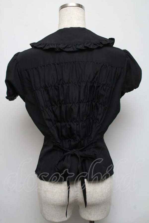 画像2: metamorphose / エッグアートジャンパースカート（ミディアム）のブラウス単品  黒 S-25-05-13-031-ME-BL-HR-ZS (2)