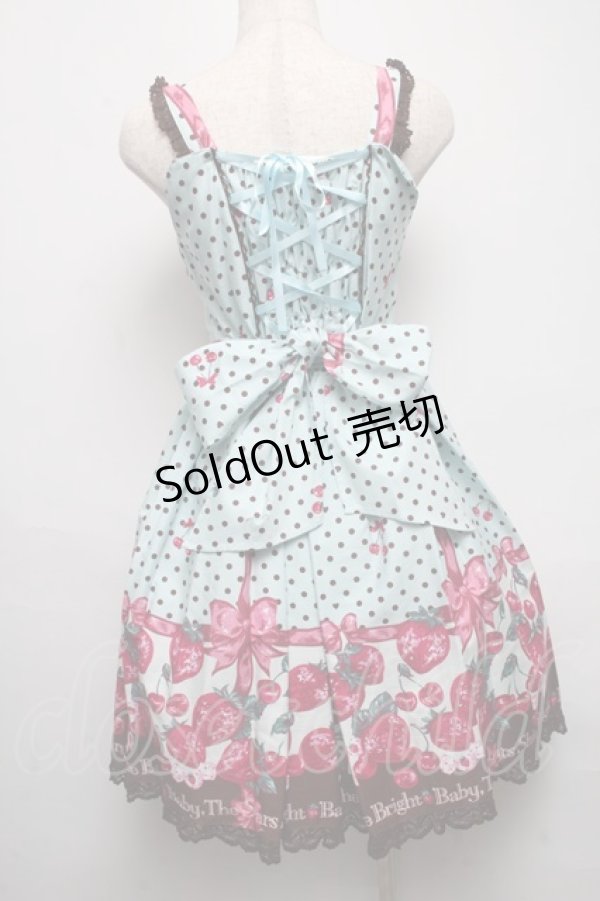 画像2: BABY,THE STARS SHINE BRIGHT / いちごみるくなStrawberry Daysリボンジャンパースカート  ミント S-25-05-14-037-BA-OP-AS-ZS (2)