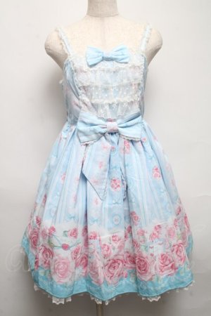 画像: Angelic Pretty / Romantic Rose Letterジャンパースカート  サックス S-25-05-14-046-AP-OP-AS-ZS