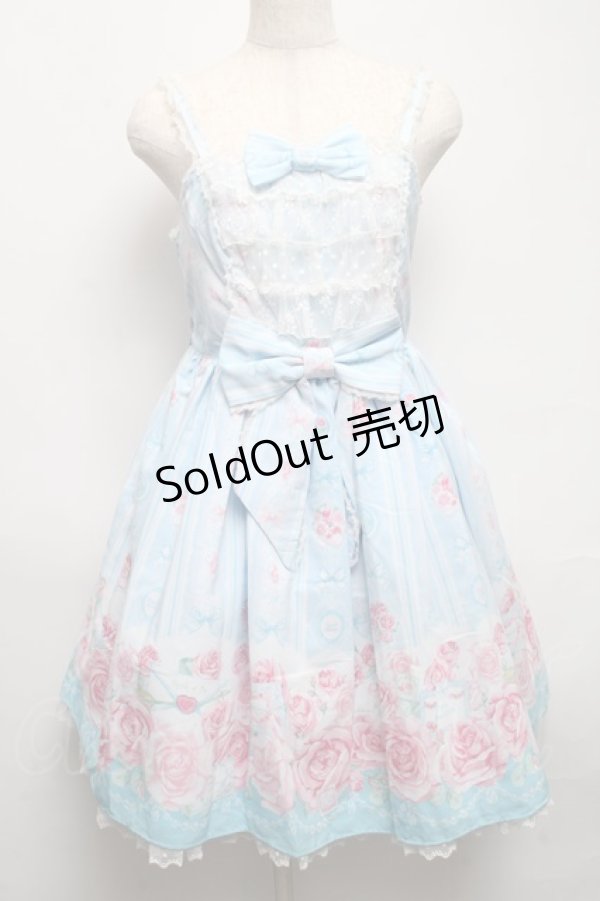 画像1: Angelic Pretty / Romantic Rose Letterジャンパースカート  サックス S-25-05-14-046-AP-OP-AS-ZS (1)