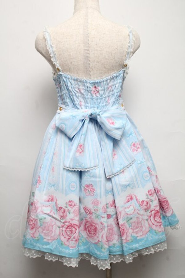 画像2: Angelic Pretty / Romantic Rose Letterジャンパースカート  サックス S-25-05-14-046-AP-OP-AS-ZS (2)