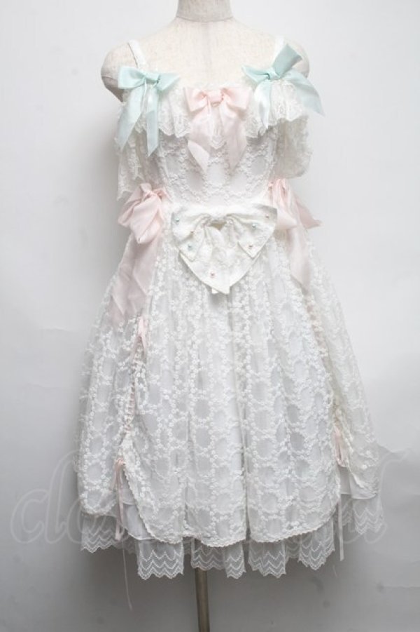 画像1: BABY,THE STARS SHINE BRIGHT / はるちゃんの願いを紡ぐFlower embroideryジャンパースカート  白 S-25-05-14-047-BA-OP-AS-ZS (1)