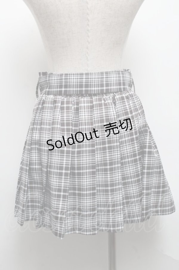 画像2: Ank Rouge / ベルト付タータンチェックスカート  黒ｘ白 S-25-05-14-053-CA-SK-HR-ZS (2)