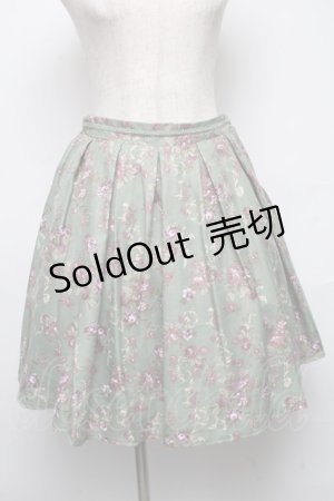 画像: axes femme / 花柄タックスカート  グリーン S-25-05-14-060-AX-SK-AS-ZI