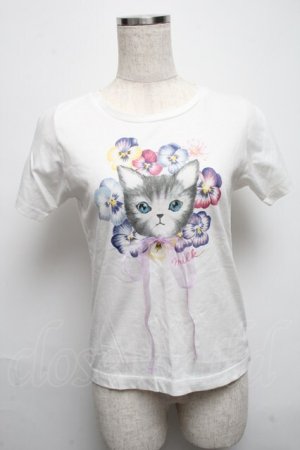 画像: MILK / パンジーCAT Tee  白 S-25-05-14-009-ML-TO-AS-ZS
