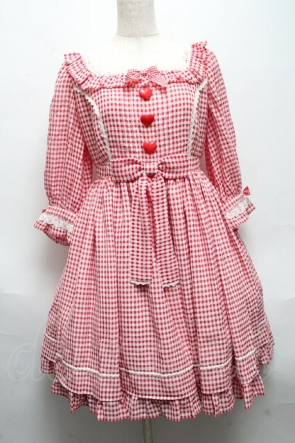 画像1: Angelic Pretty / Lovelyチェックワンピース  赤 S-25-05-14-027-AP-OP-AS-ZS (1)