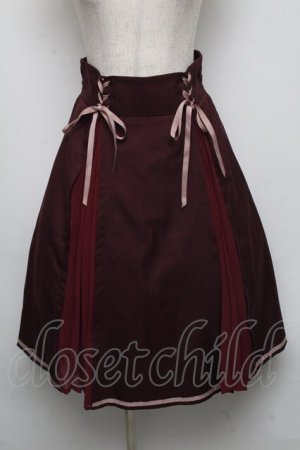 画像: axes femme POETIQUE / レースアッププリーツ切替スカート  ワイン S-25-05-16-054-AX-SK-HR-ZS