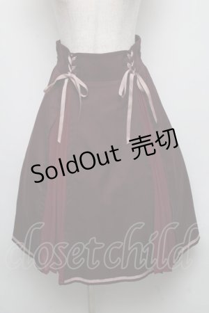 画像: axes femme POETIQUE / レースアッププリーツ切替スカート  ワイン S-25-05-16-054-AX-SK-HR-ZS