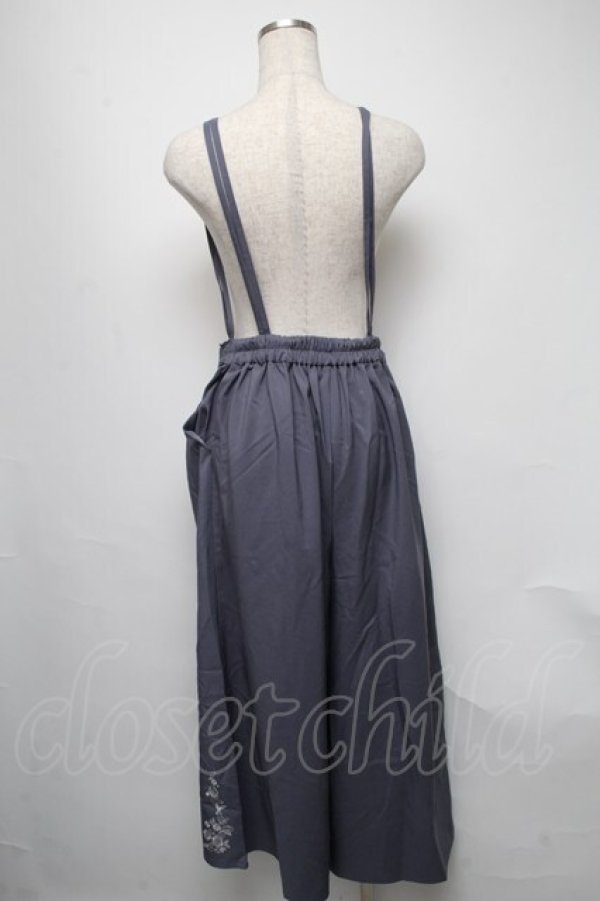 画像2: axes femme / 刺繍入サス付パンツ  ブルー S-25-05-16-057-AX-SK-HR-ZS (2)