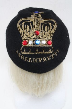 画像: Angelic Pretty / Antique Crownベレー帽  黒 S-25-05-16-003-AP-AC-AS-ZS