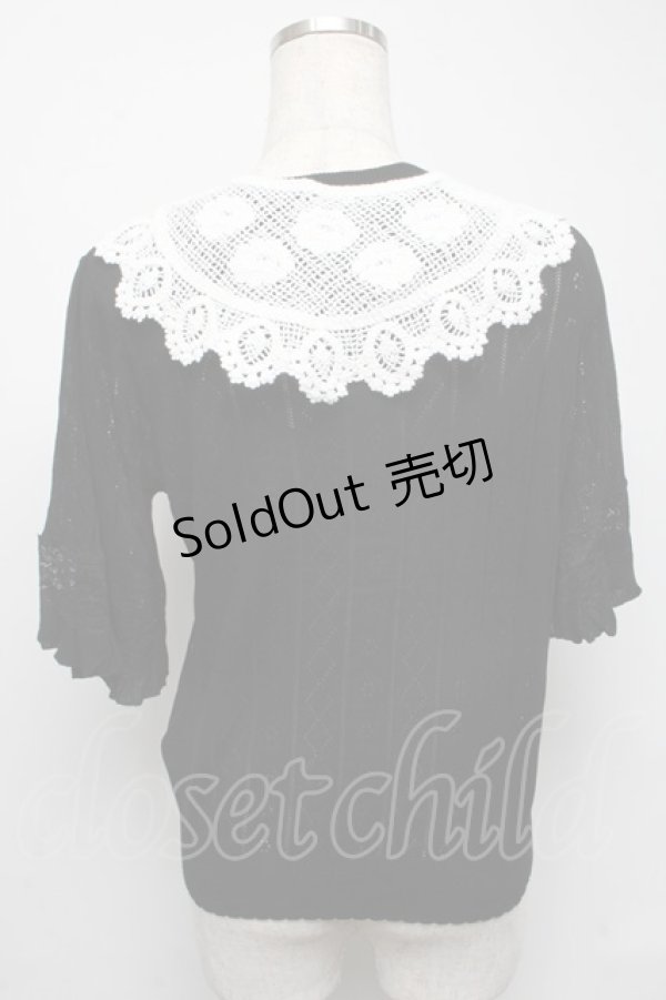 画像2: axes femme / レース付け襟ニットカーディガン  黒 S-25-05-16-030-AX-TO-HR-ZS (2)