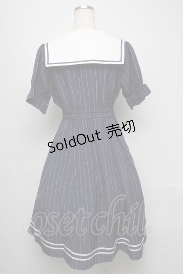 画像2: axes femme POETIQUE / ストライプセーラーワンピース  紺 S-25-05-16-041-AX-OP-AS-ZS (2)