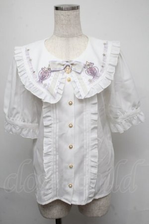 画像: Amavel / Magical Cosmic Cosmeticフリルブラウス  オフ×ラベンダー S-25-05-19-005-CA-BL-SZ-ZS
