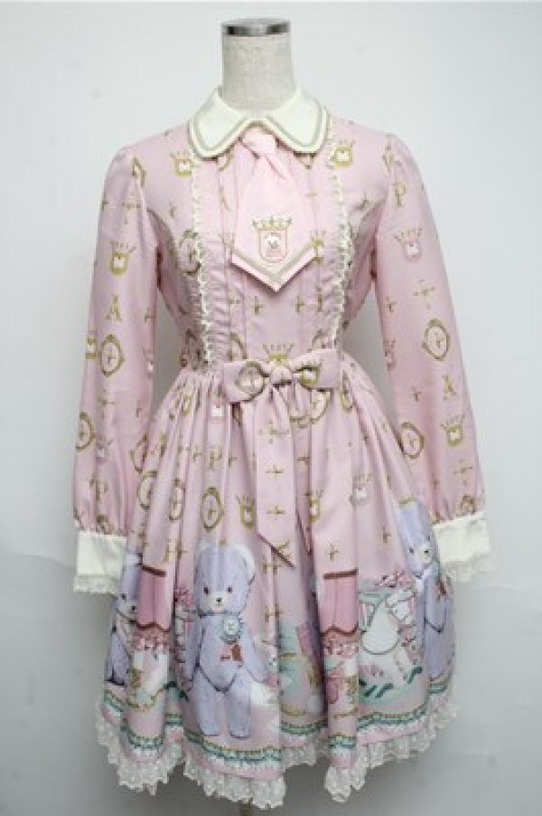 画像1: Angelic Pretty / Charlotte's Bearワンピース  ピンク S-25-05-20-005-AP-OP-AS-ZS (1)