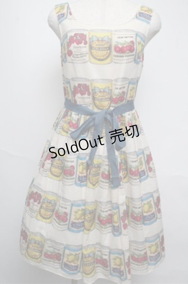 画像1: Leur Getter / フルーツラベルノースリーブワンピース  オフ S-25-05-20-1024-LU-OP-HR-ZS (1)