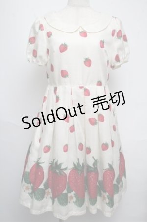 画像: Leur Getter / ストロベリープリント袖付ワンピース  オフ S-25-05-20-1025-LU-OP-AS-ZS