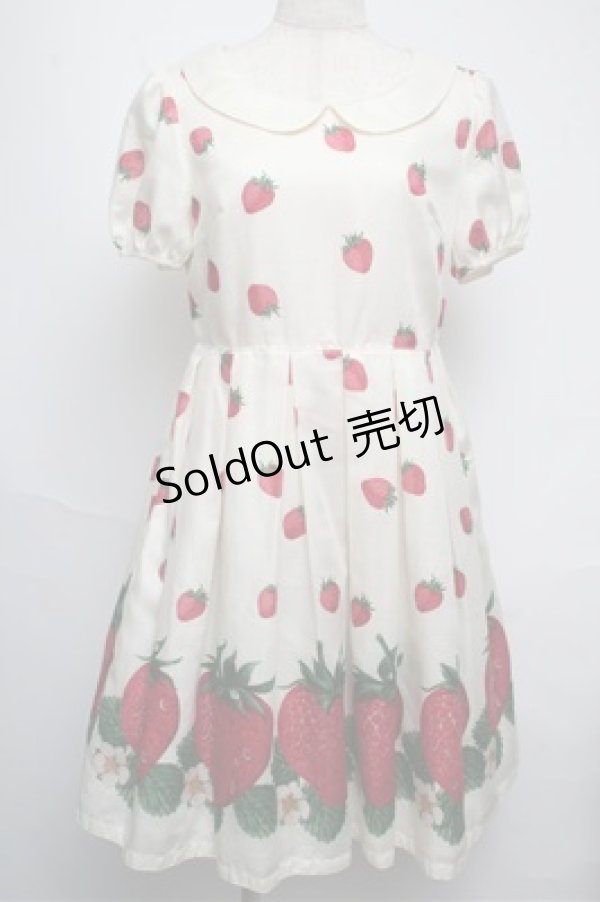 画像1: Leur Getter / ストロベリープリント袖付ワンピース  オフ S-25-05-20-1025-LU-OP-AS-ZS (1)