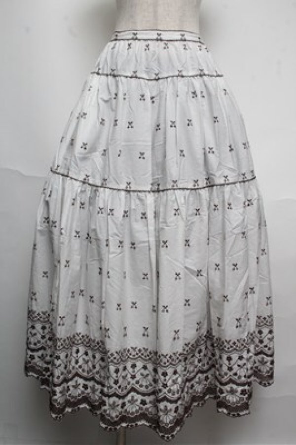 画像1: PINK HOUSE / さくらんぼ刺繍スカート   S-25-05-20-1038-LO-SK-AS-ZT391 (1)