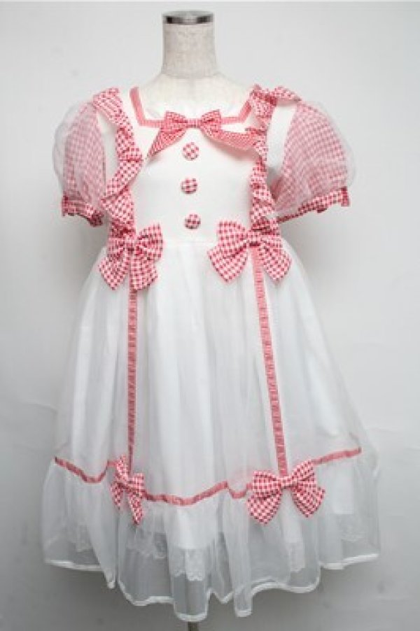 画像1: Angelic Pretty / ふんわりパフェワンピース  赤ｘ白 S-25-05-20-011-AP-OP-HR-ZS (1)