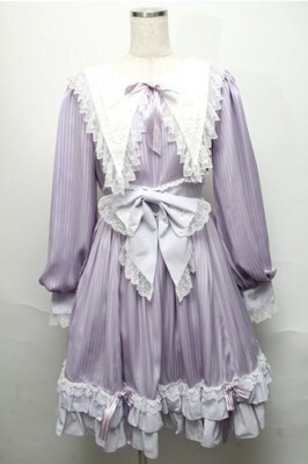画像1: BABY,THE STARS SHINE BRIGHT / Little Kitten Luluna ストライプワンピース  ラベンダー S-25-05-20-020-BA-OP-HR-ZS (1)