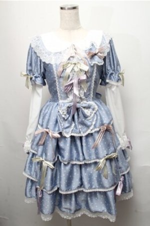 画像: BABY,THE STARS SHINE BRIGHT / お菓子な星空のうさくみゃちゃんワンピース  サックス S-25-05-20-021-BA-OP-HR-ZS