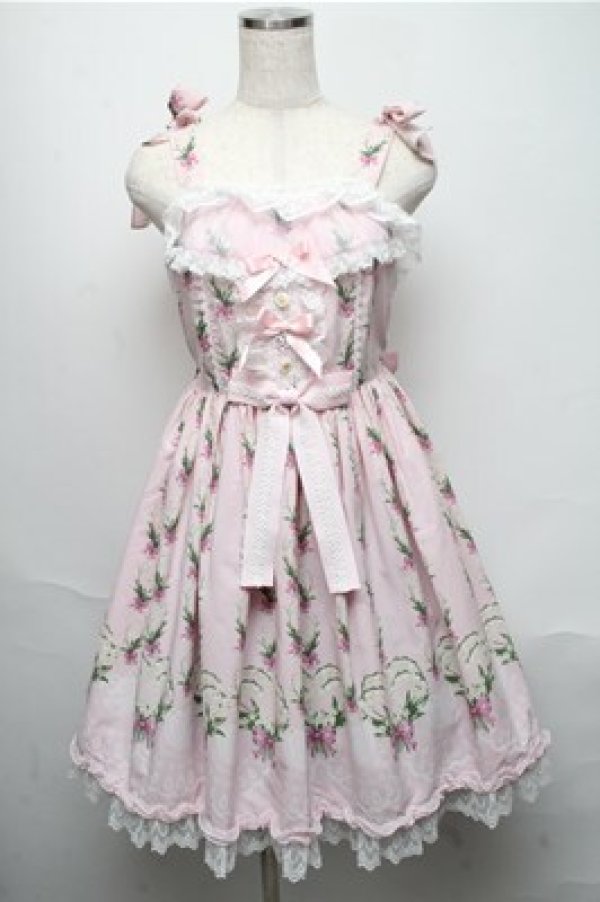 画像1: Angelic Pretty / すずらんBouquetジャンパースカート  ピンク S-25-05-20-023-AP-OP-HR-ZS (1)