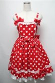 画像1: Angelic Pretty / ポルカドットジャンパースカート  赤 S-25-05-20-025-AP-OP-SZ-ZS (1)