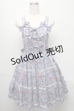画像: metamorphose / ガーデニングくまちゃんティアードジャンパースカート  ブルー系 S-25-05-20-029-ME-OP-AS-ZS