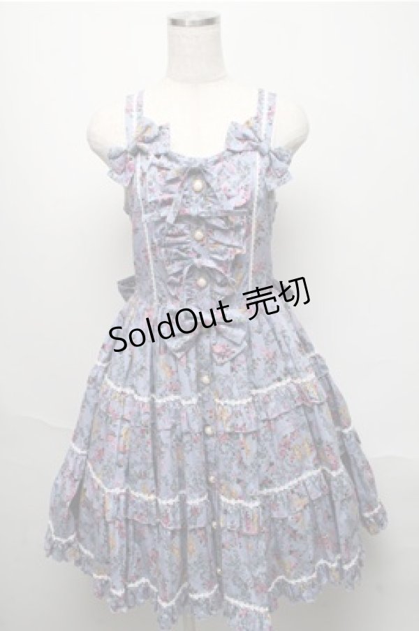 画像1: metamorphose / ガーデニングくまちゃんティアードジャンパースカート  ブルー系 S-25-05-20-029-ME-OP-AS-ZS (1)