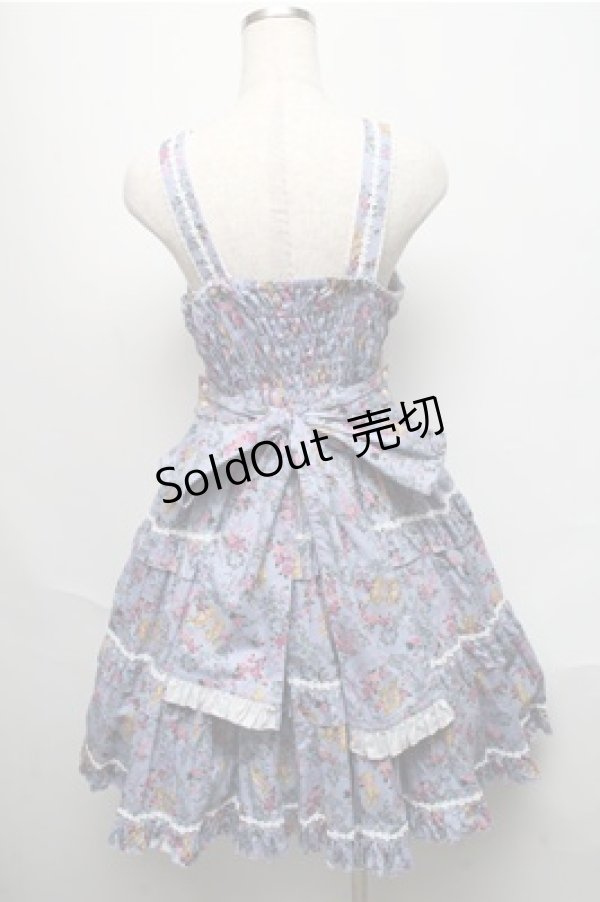 画像2: metamorphose / ガーデニングくまちゃんティアードジャンパースカート  ブルー系 S-25-05-20-029-ME-OP-AS-ZS (2)