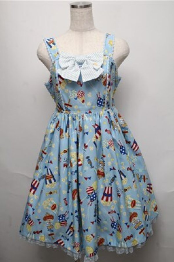 画像1: Angelic Pretty / Happy Park Carnivalジャンパースカート  サックス S-25-05-20-031-AP-OP-HR-ZS (1)