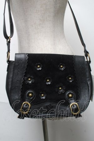 画像: axes femme / お花付きショルダーバッグ  黒 S-25-05-21-004-AX-BG-HR-ZS