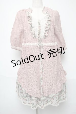 画像: axes femme / カーディガン重ね着風ワンピース  ピンク S-25-05-21-041-AX-TO-HR-ZS