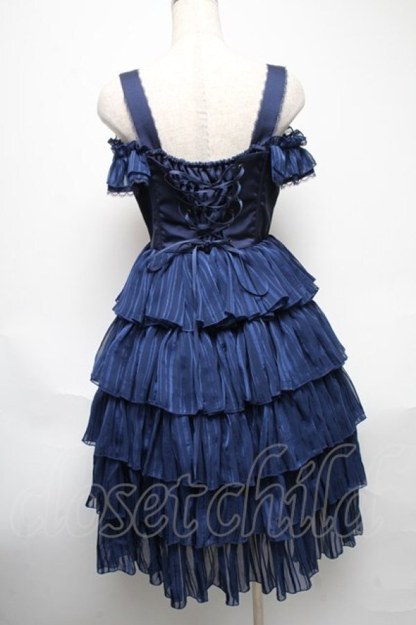 画像2: ATELIER PIERROT / シャイニーシフォンコルセットドレス  紺 S-25-05-21-047-EL-OP-HR-ZS (2)
