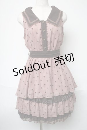 画像: axes femme / ドットシフォン切替ワンピース  ピンク S-25-05-21-053-AX-TO-HR-ZS