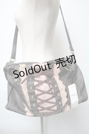 画像: axes femme / レースUP合皮2wayボストン  ブラウンｘピンク S-25-05-21-006-AX-BG-HR-ZS