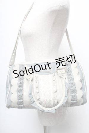 画像: axes femme / 合皮配色フリルボストン  グレーｘサックス S-25-05-21-008-AX-BG-HR-ZS