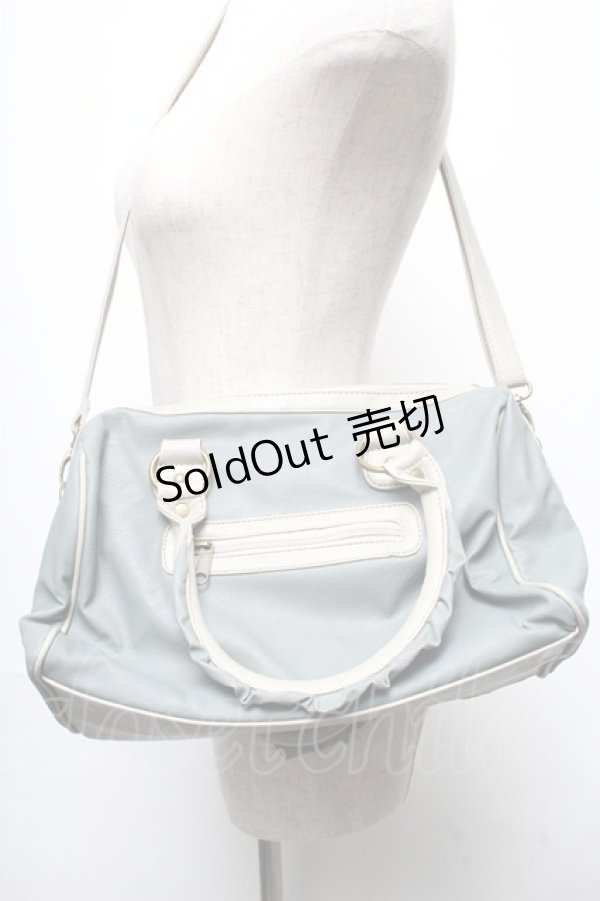 画像3: axes femme / 合皮配色フリルボストン  グレーｘサックス S-25-05-21-008-AX-BG-HR-ZS (3)