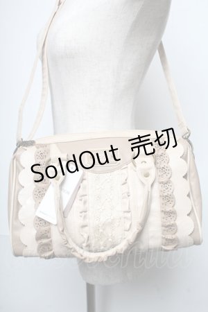 画像: axes femme / 合皮配色フリルボストン  ベージュ S-25-05-21-011-AX-BG-HR-ZS