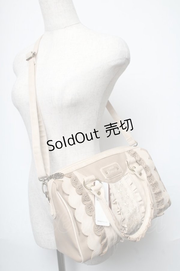 画像2: axes femme / 合皮配色フリルボストン  ベージュ S-25-05-21-011-AX-BG-HR-ZS (2)