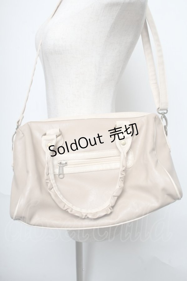 画像3: axes femme / 合皮配色フリルボストン  ベージュ S-25-05-21-011-AX-BG-HR-ZS (3)