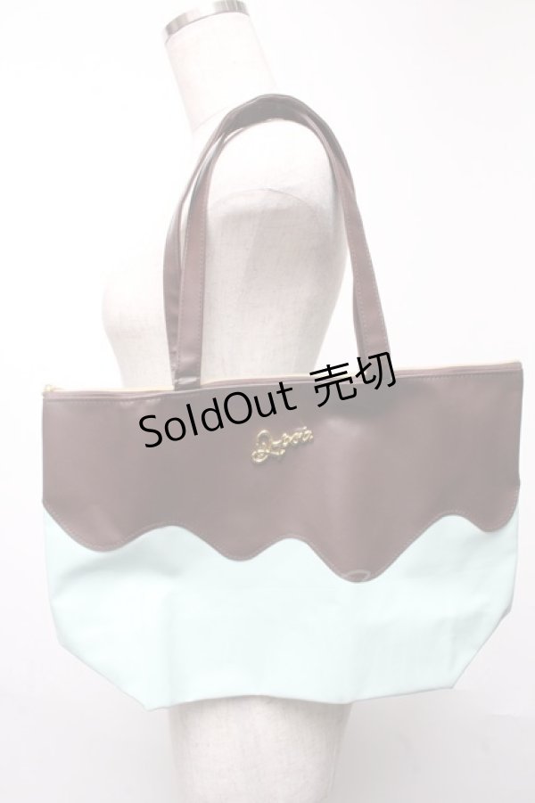 画像1: Q-pot. / ファスナー＆ポケット付チョコミントシェイクトートバッグ  ミント S-25-05-21-015-QP-BG-AS-ZS (1)
