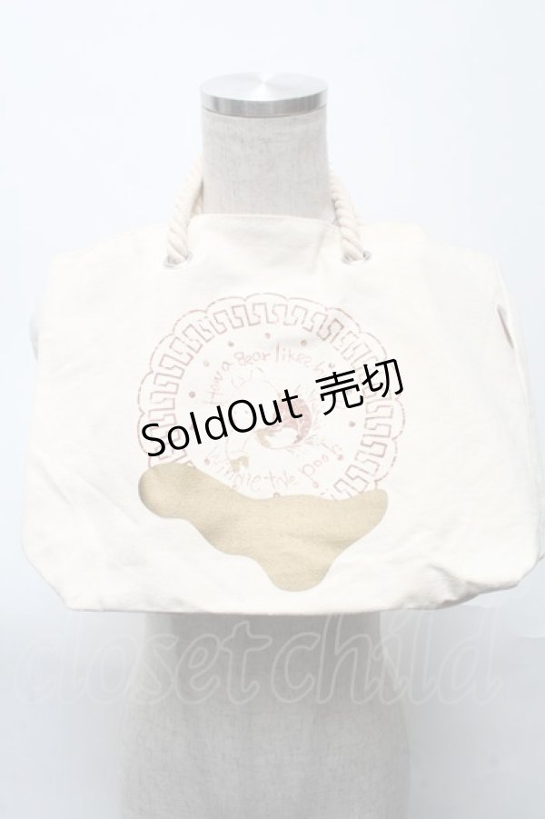 画像1: Q-pot. / ぷーさんトートバッグ  ベージュ S-25-05-21-021-QP-BG-AS-ZS (1)