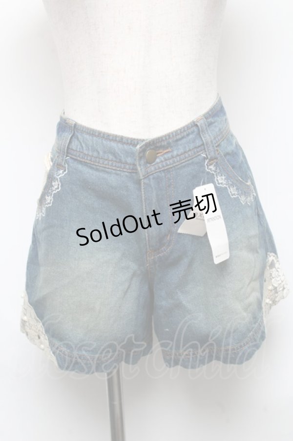 画像1: axes femme / デニムショートパンツ  ブルー S-25-05-22-050-AX-PA-AS-ZS (1)