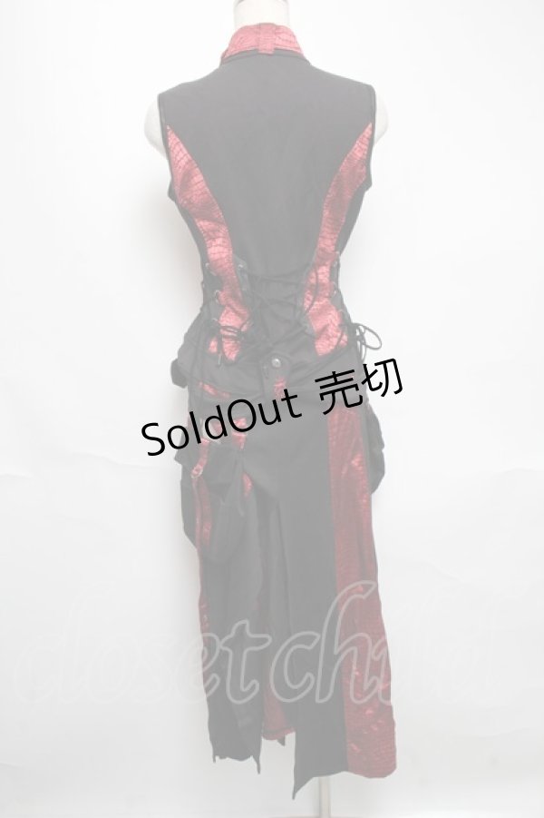 画像2: Qutie Frash / ベルトロングベスト  黒ｘ赤 S-25-05-22-1046-QU-TO-HR-ZS (2)